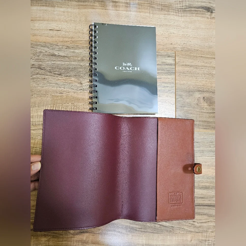 NWOT Coach Signature Canvas Notebook with Holiday Train